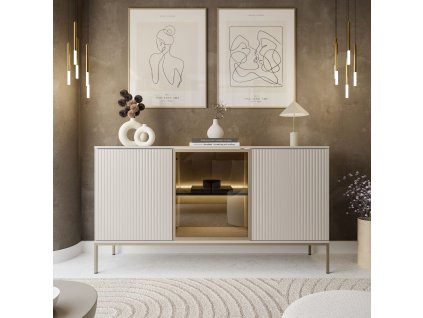 Komoda ADRIENNE s LED osvetlením kašmír 154cm