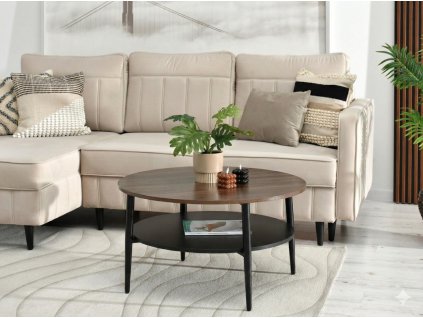 Okrúhly konferenčný stolík LANDON orech + čierna podnož