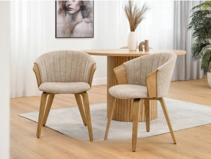 Dizajnová čalúnená stolička NOLA béžová + dub