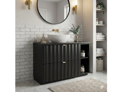 Kúpeľňová skrinka EMY s regálom čierna