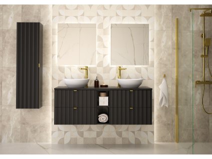 Kúpeľňová zostava EMY s regálom čierna