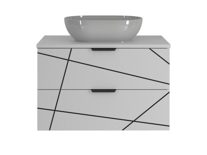 Závesná skrinka BELL biela matná 80 cm s voľne položeným umývadlom