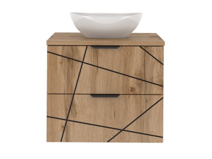 Kúpeľňová skrina BELL dub wotan  60 cm s voľne položeným umývadlom