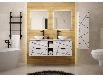 Dizajnová kúpeľňová skrinka BELL 140 cm biela matná