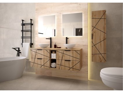 Dizajnová kúpeľňová skrinka BELL 140 cm dub wotan