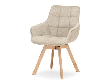 Otočná jedálenská stolička PIERS béžový melír + dubové nožičky