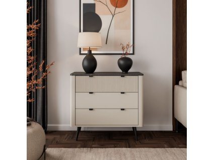Dizajnová komoda NICOLA 90 cm kašmír + sivý kameň