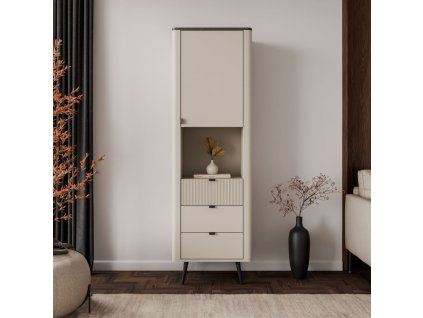 Moderná vitrína NICOLA kašmír + sivý kameň