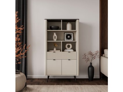 Dizajnová vitrína NICOLA kašmír + sivý kameň