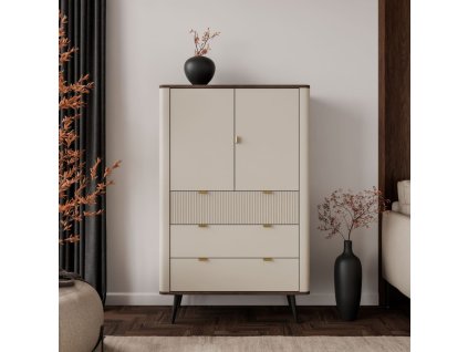 Moderná komoda NICOLA 90 cm kašmír + sivý kameň