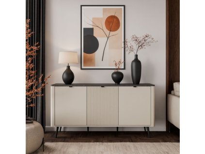 Dizajnová komoda NICOLA 160 cm kašmír + sivý kameň