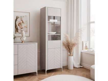 Moderná úzka vitrína MARCIUS 60cm kašmír