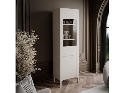 przeszklona witryna Moderná úzka vitrína MARCIUS 60cm kašmír