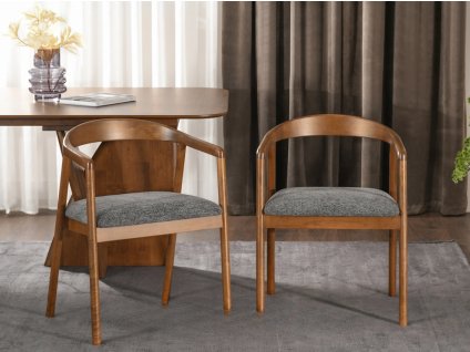 Dizajnová jedálenská stolička WESTON grafit + orech