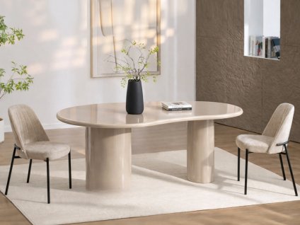 Jedálenský dizajnový stôl WESSON béžovo- lesklý 210cm