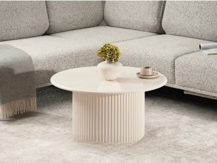 Okrúhly konferenčný stolík KARLA biely lesk