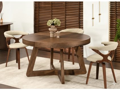 Moderný okrúhly rozkladací stôl OLGA orech
