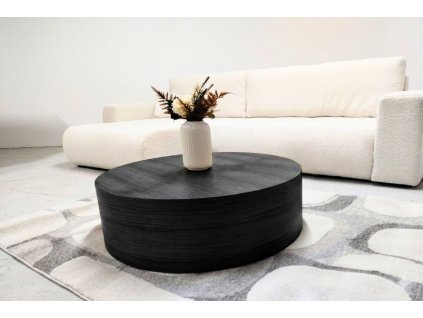 Okrúhly konferenčný stolík PERON 80 cm  čierna dubová dyha