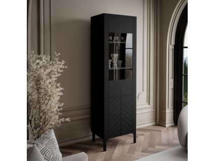 Moderná úzka vitrína MARCIUS 60cm čierna