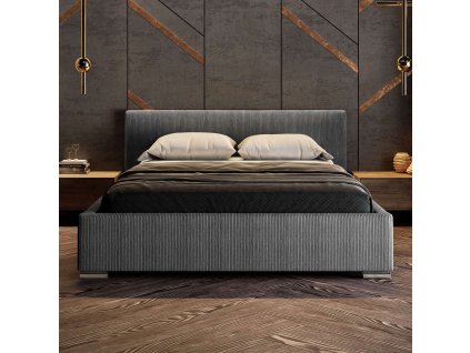 Čalúnená  manželská posteľ ADRIANA s úložným priestorom 160x200  tmavo šedá