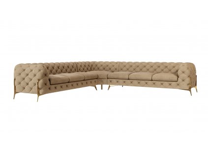 Rohová sedačka CHESTERFIELD TIFFANY MAX 323 x 323 cm béžová zamat