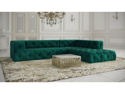 Luxusná rohová sedačka CHESTERFIELD MADDISON  pravá - ľavá 326 x 227 cm zelená