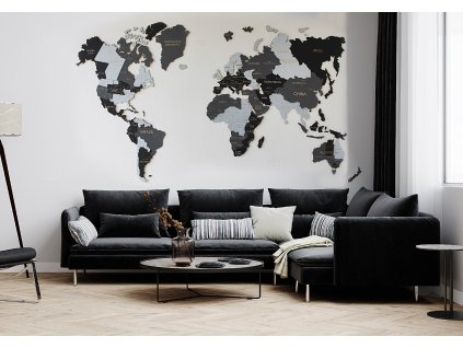 bright living room mockup with black sofa black armchair modern lamp