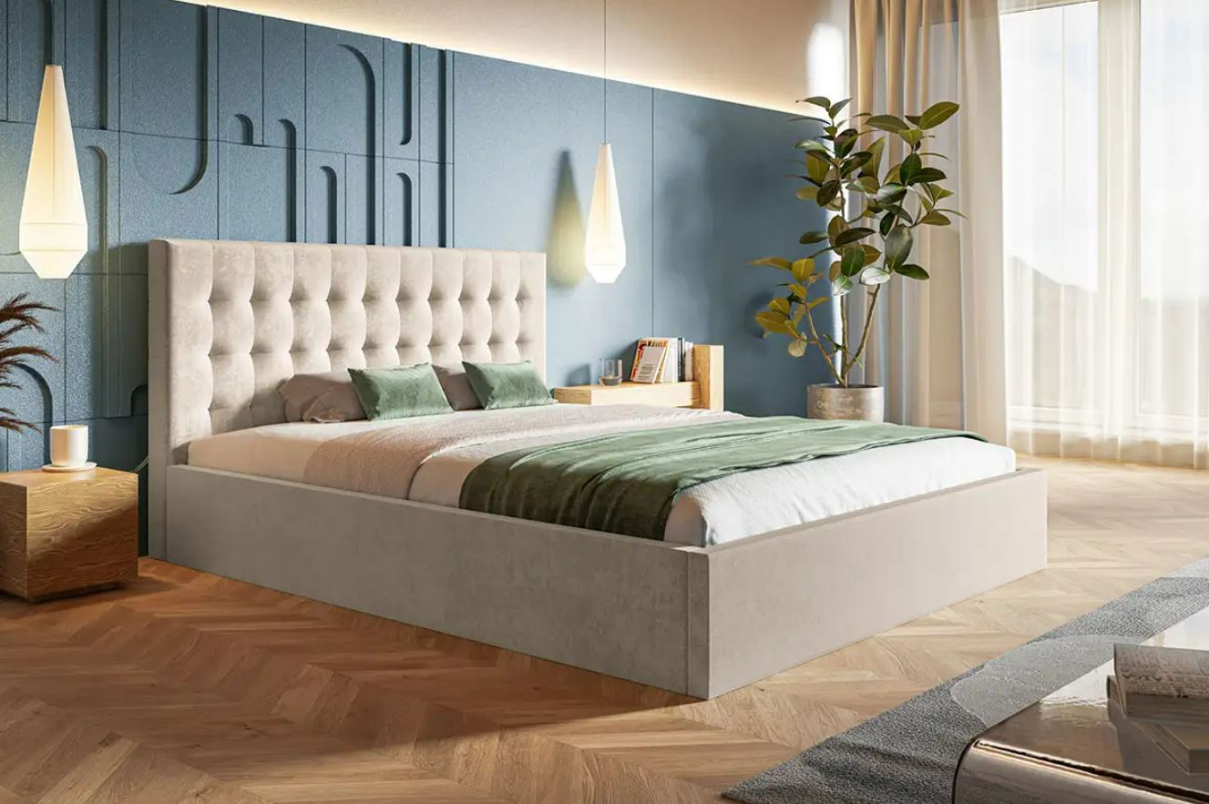 CatN Čalúnená manželská posteľ JAYLEN 160 x 200