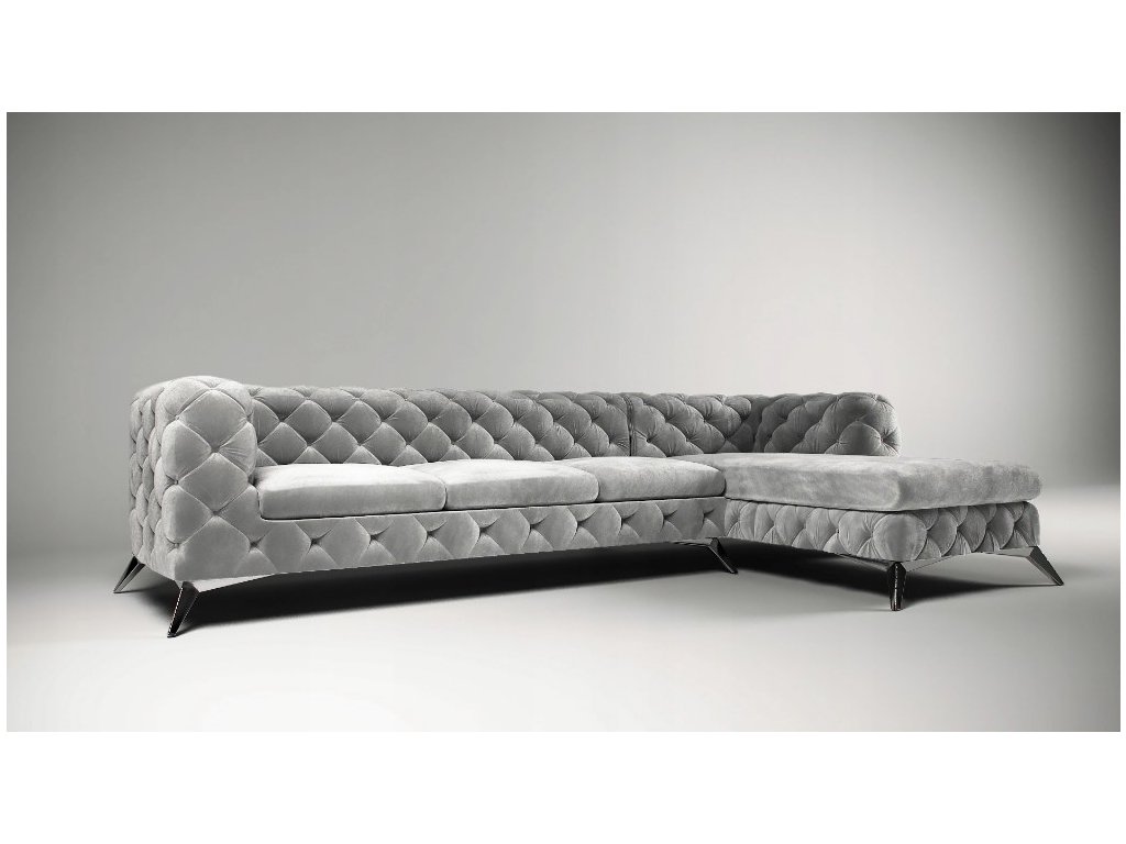 Rohová sedačka CHESTERFIELD TIFFANY  pravá - ľavá 323 x 200 cm šedá