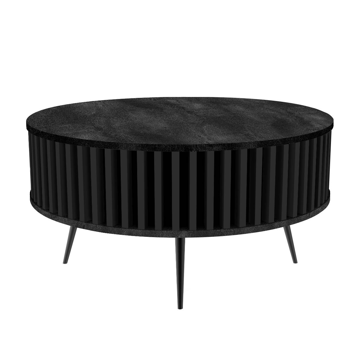 CatN Okrúhly konferenčný stolík ELIOT čierna rustikálna + čierne lamely