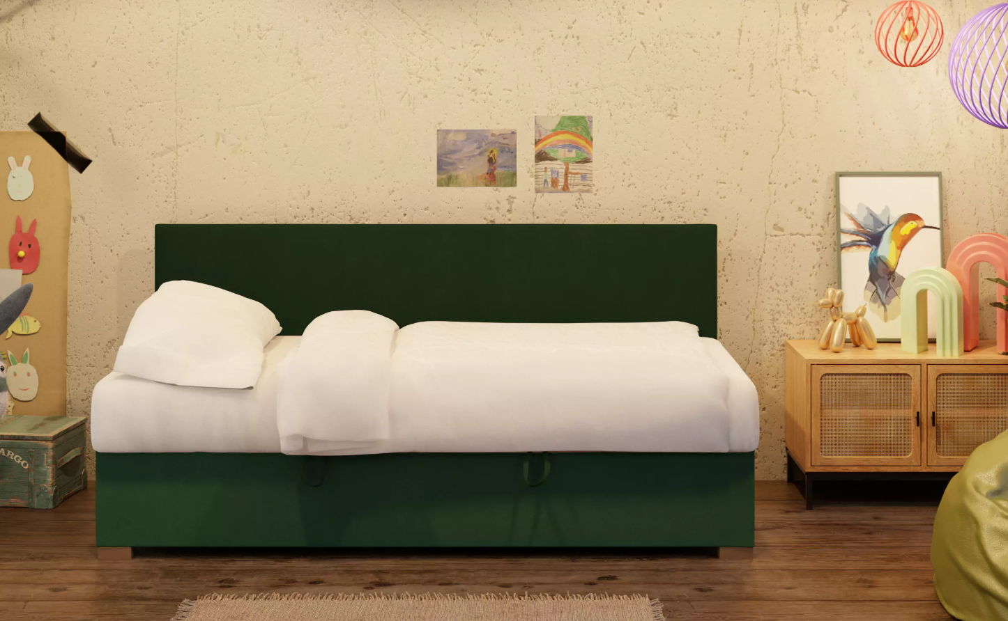 CatN Detská čalúnená posteľ KATHIA 90 x 200 cm