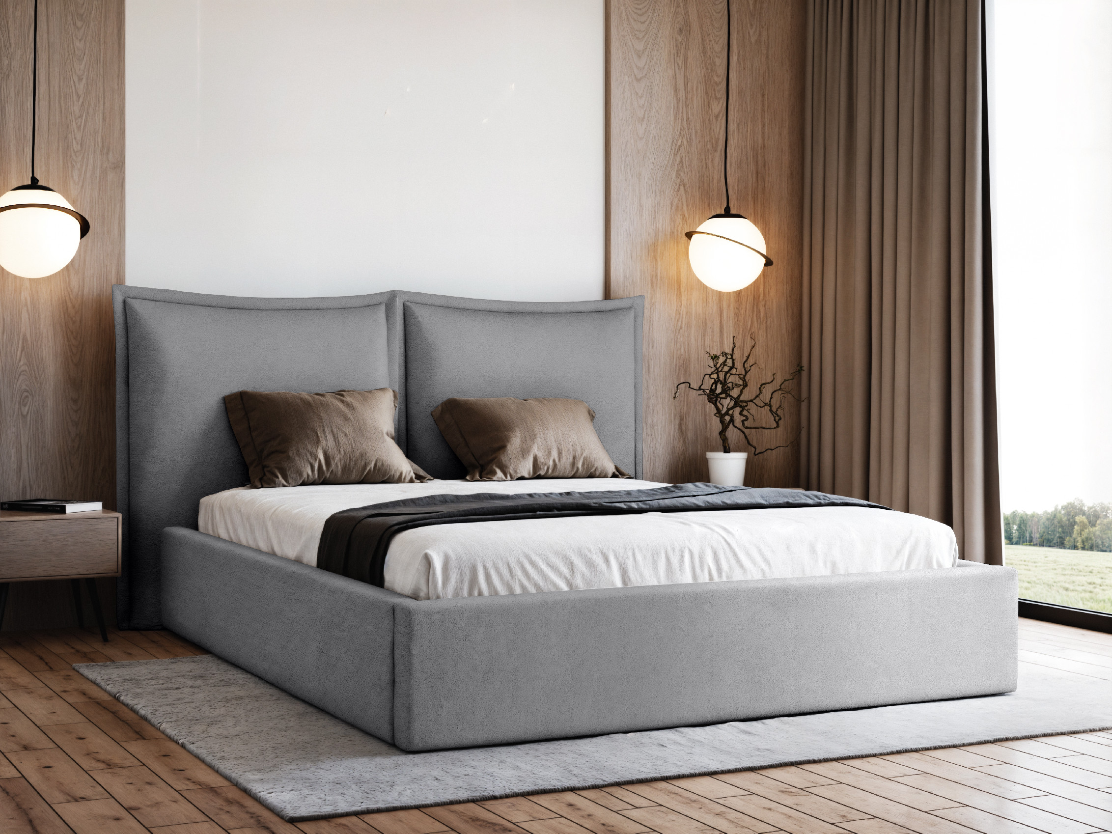 CatN Čalúnená manželská posteľ CAMAIE 140 x 200 cm