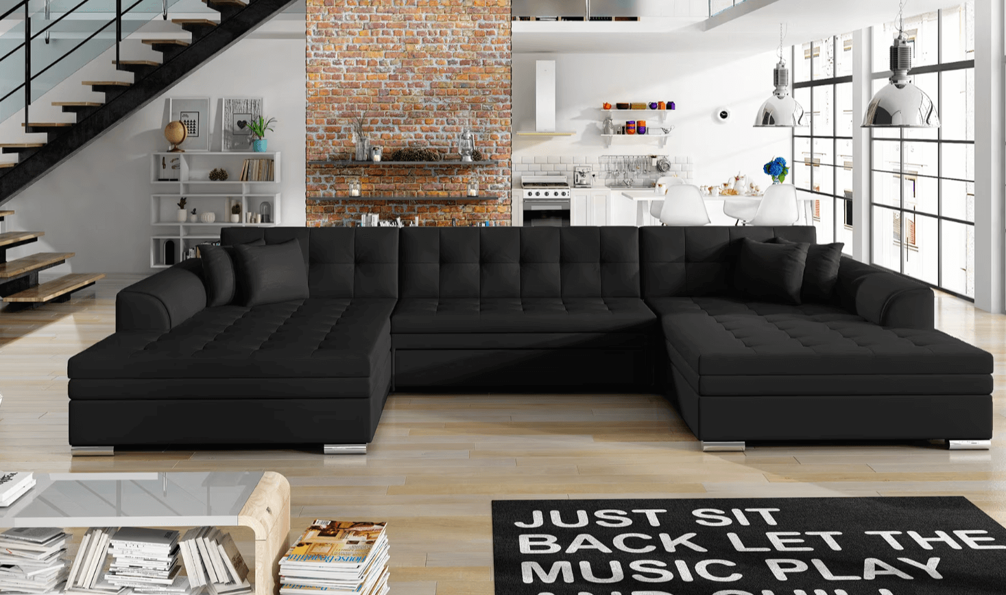 Moderný dizajnový gauč LAUREN v tvare U