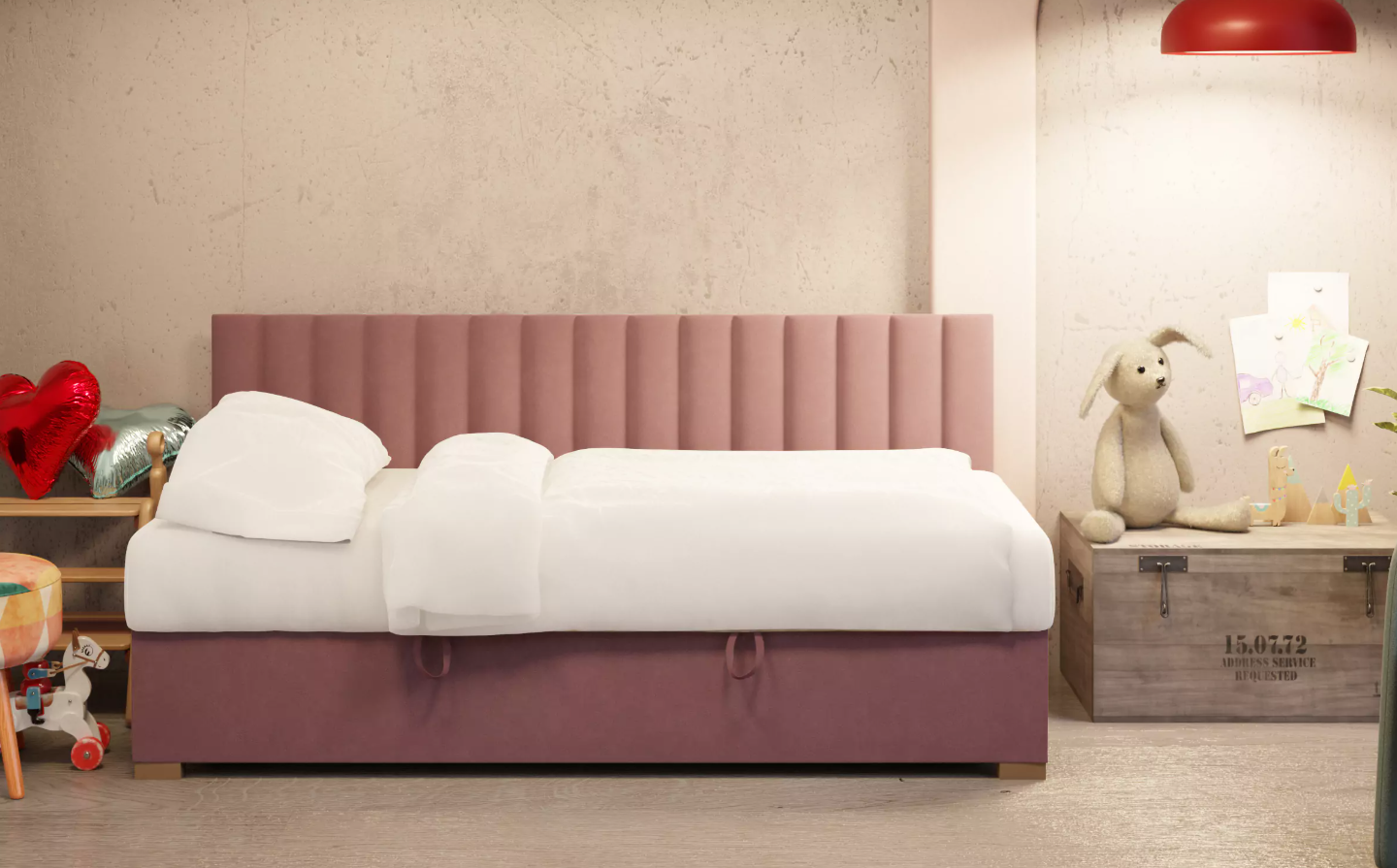 CatN Detská čalúnená posteľ s úložným priestorom BYRON 90 x 200