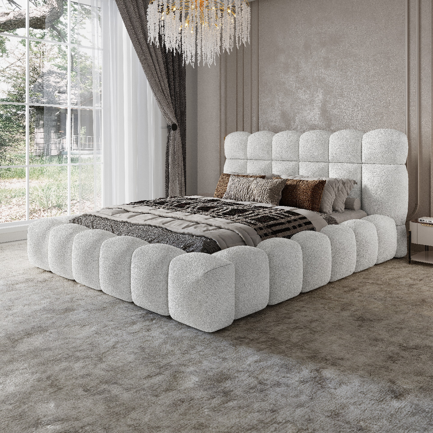 CatN Dizajnová čalúnená posteľ DEA 140 x 200 v látke QUELLE