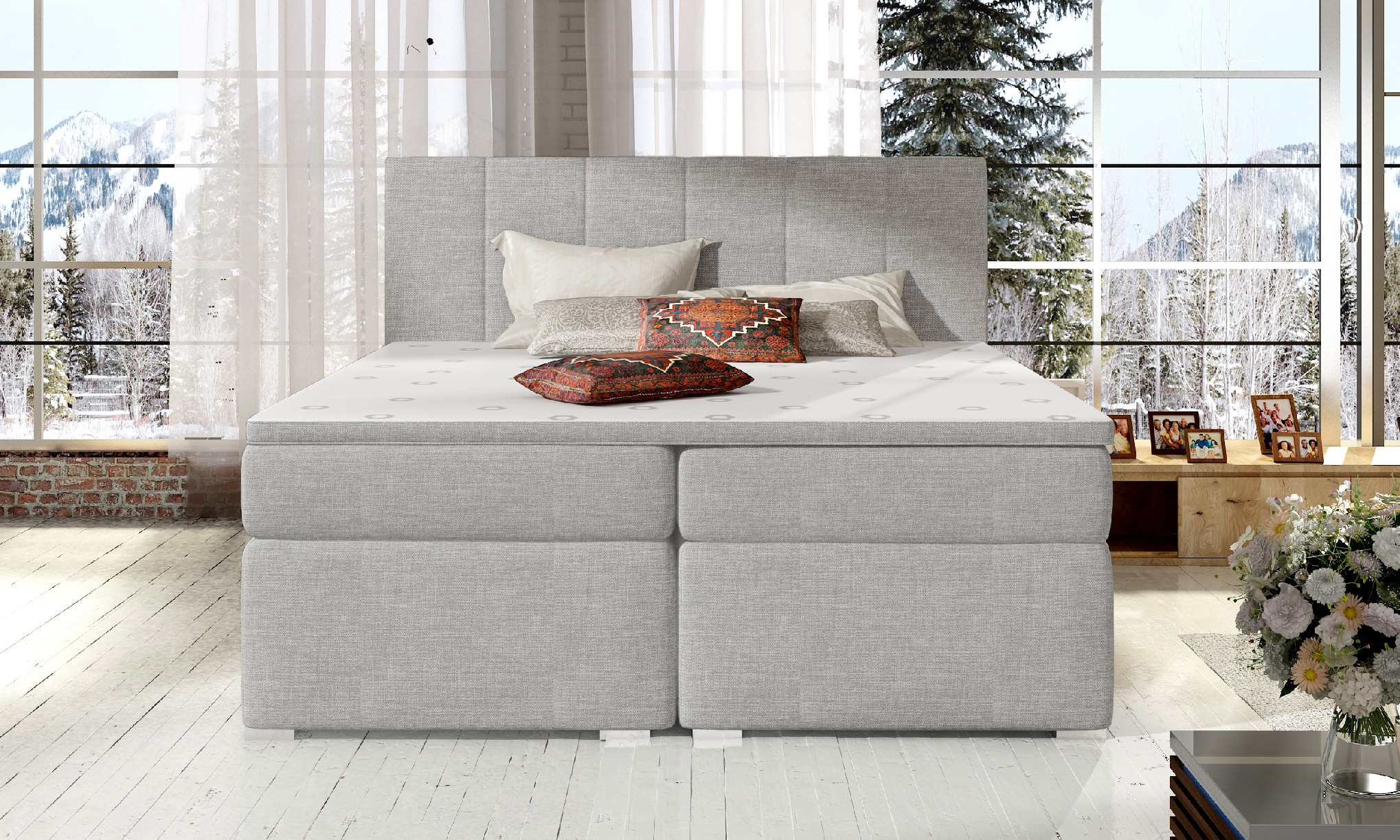CatN Moderná kontinentálna posteľ MAXIMO 180 x 200 Varianta: 80X200 - Sawana 21 - Sivý