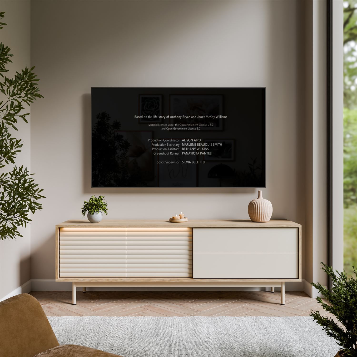 Fotografia produktu: TV stolík QUENTIN dub + kašmír 160 cm
