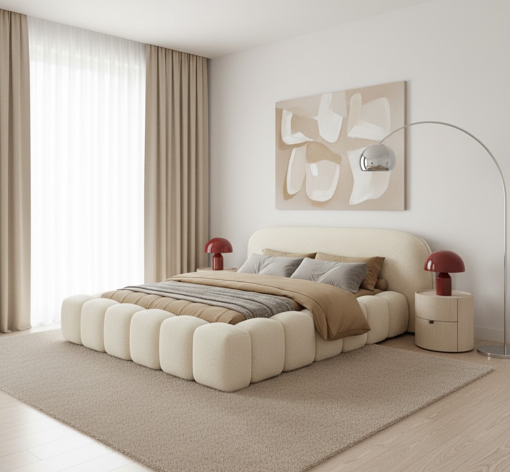 CatN Dizajnová manželská posteľ LORANDO 140 x 200 v látke Quelle