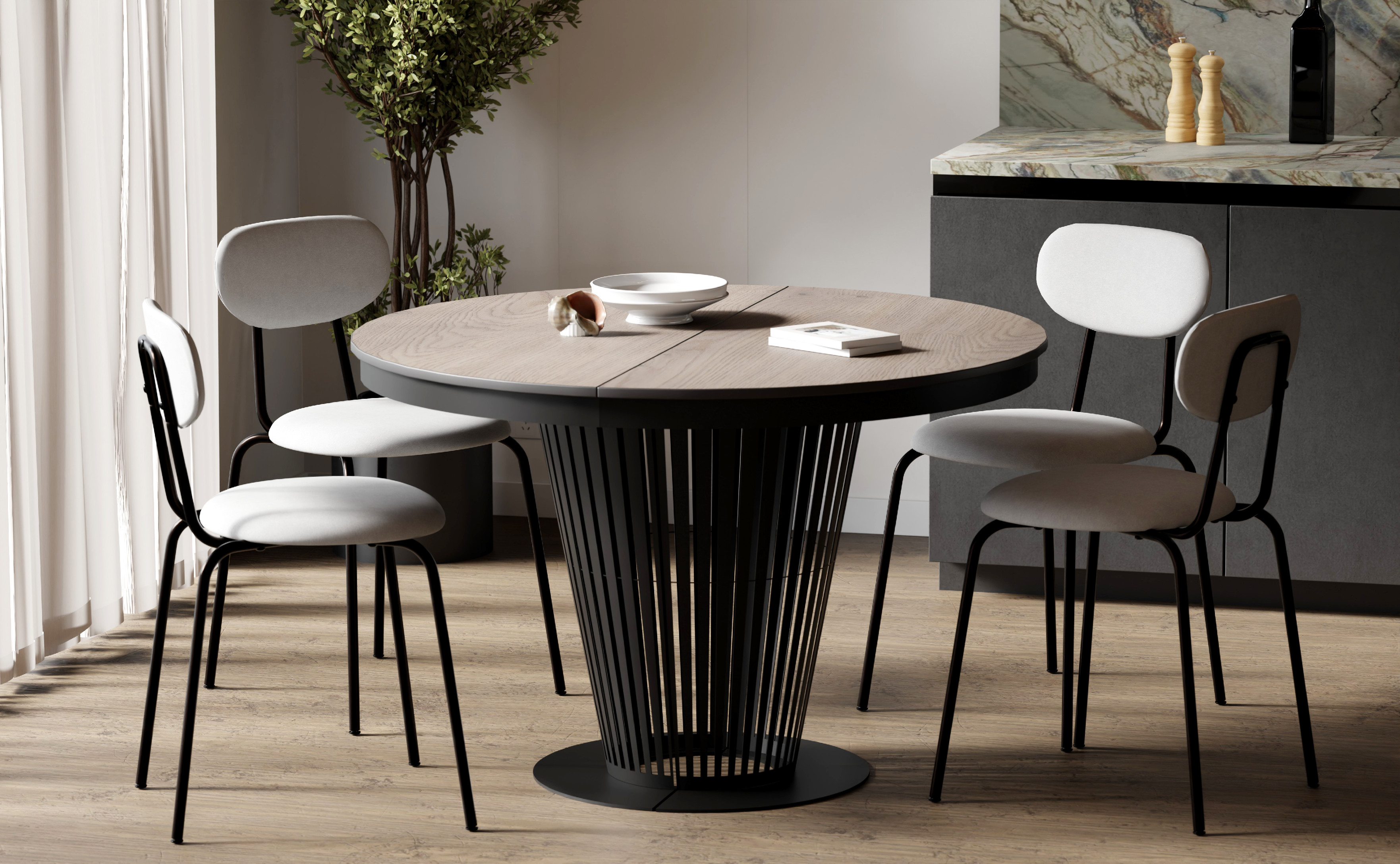 CatN Okrúhly rozkladací jedálenský stôl JASON