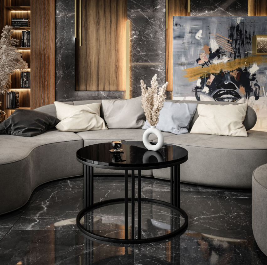 CatN Okrúhly konferenčný stolík LORI čierny lesk