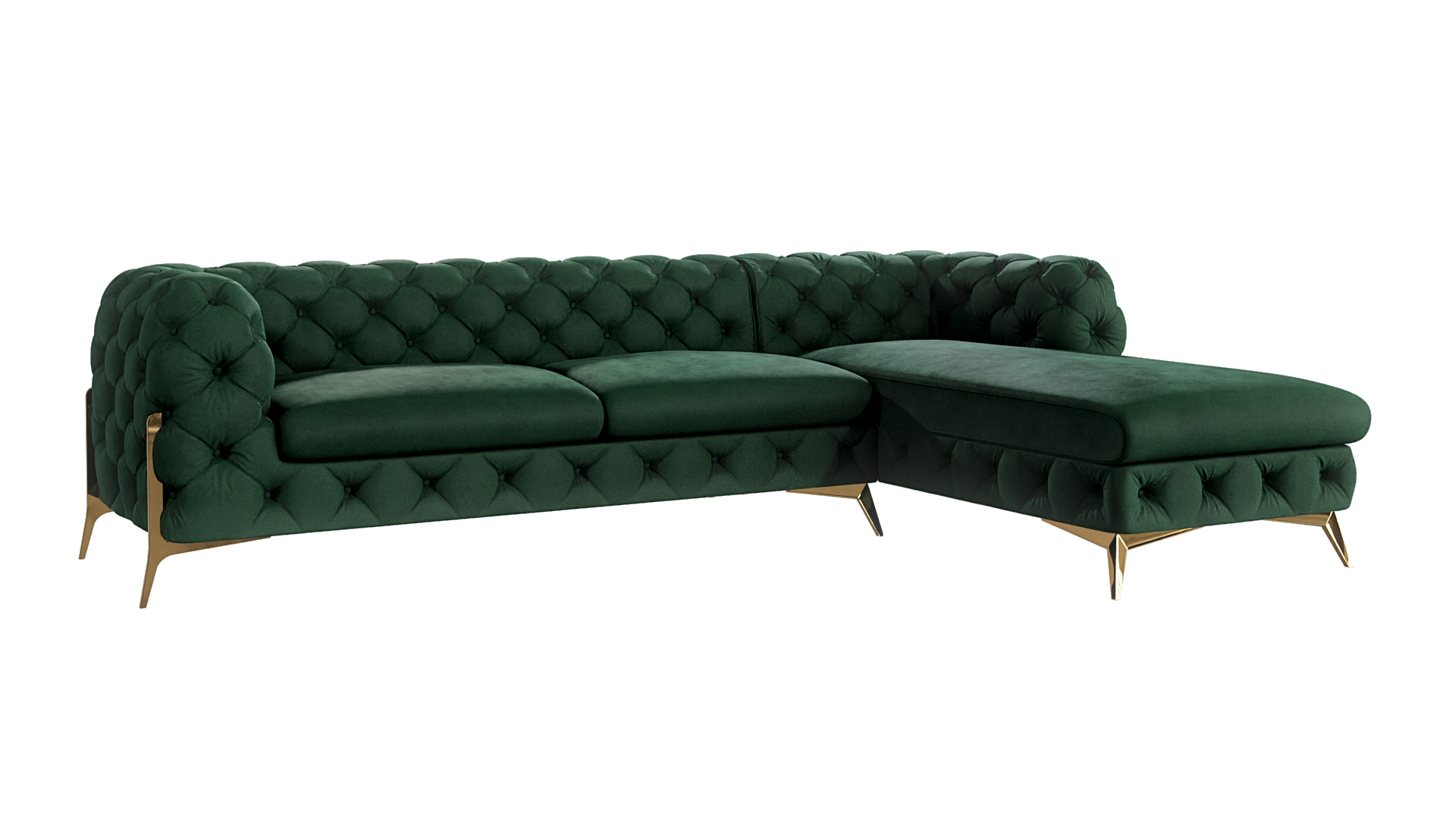 Rohová sedačka CHESTERFIELD TIFFANY  pravá - ľava 305 x 200 cm zelená