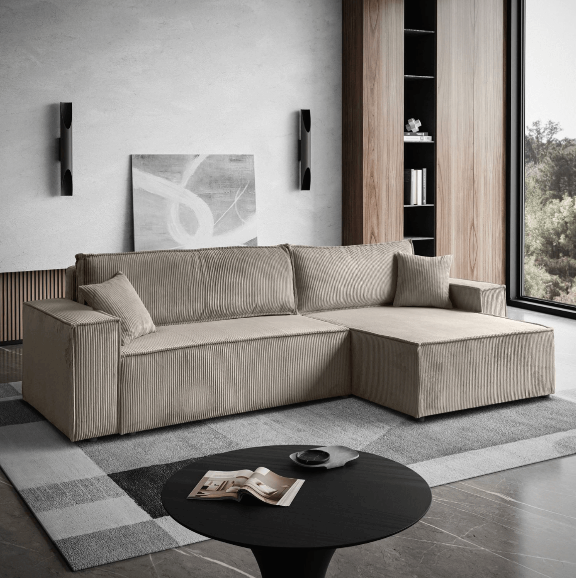 Rohový rozkladací gauč MILANO