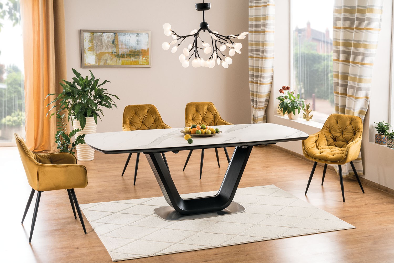 CatN Elegantný rozťahovací jedálenský stôl VEDA biely mramor