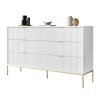 Komoda CORA šufliková 154cm - biela + zlatá