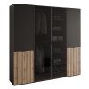 Šatníková skriňa ALISIA II čierna + dub wotan 208 x 200 cm