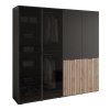 Šatníková skriňa ALISIA II čierna + dub wotan 208 x 200 cm