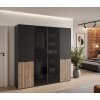 Šatníková skriňa ALISIA II čierna + dub wotan 208 x 200 cm