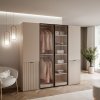 Šatníková skriňa ALISIA kašmír + sklo 208 x 200 cm
