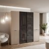 Šatníková skriňa ALISIA II kašmír + sklo tmavé 208 x 200 cm