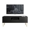 TV stolík EUROPA čierna + čierny mramor